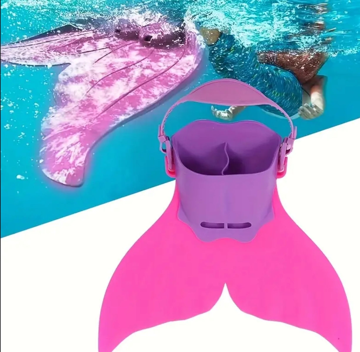 Mermaid, Adjustable Tail Fins For Swimming Training, Pool- Beach