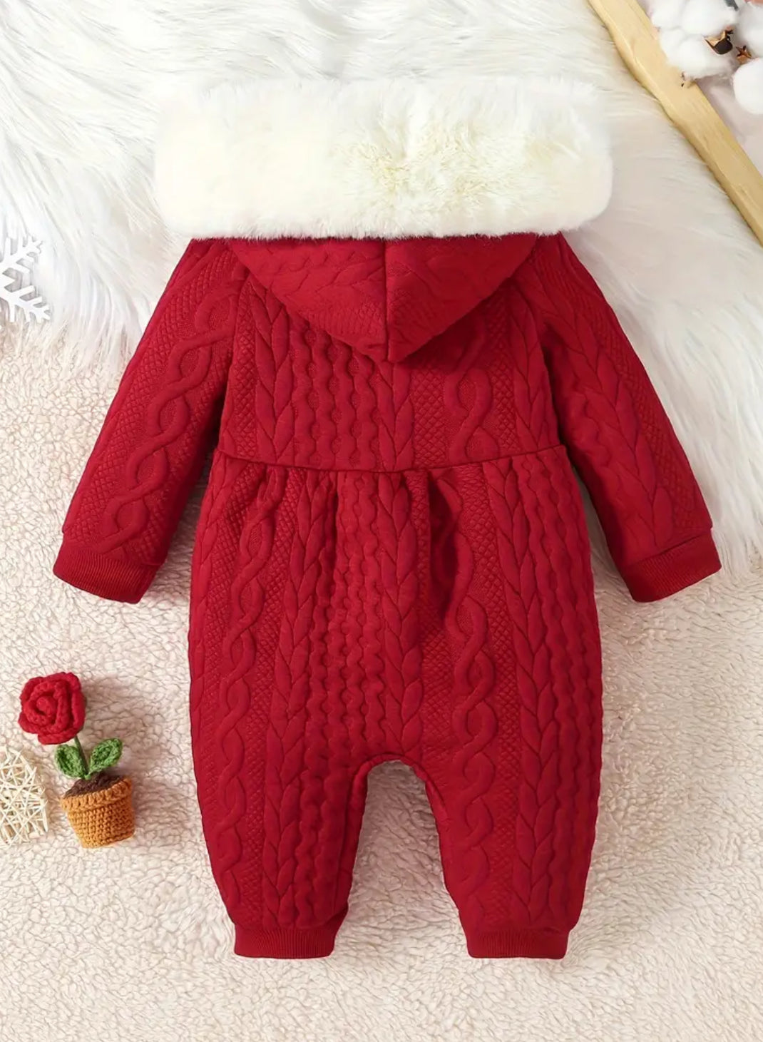 “Baby Girls 1st Holiday” 🎅🏻Winter Cute Hoodie Onesie, Long-sleeved, Bow Tie hair Collar Detachable)