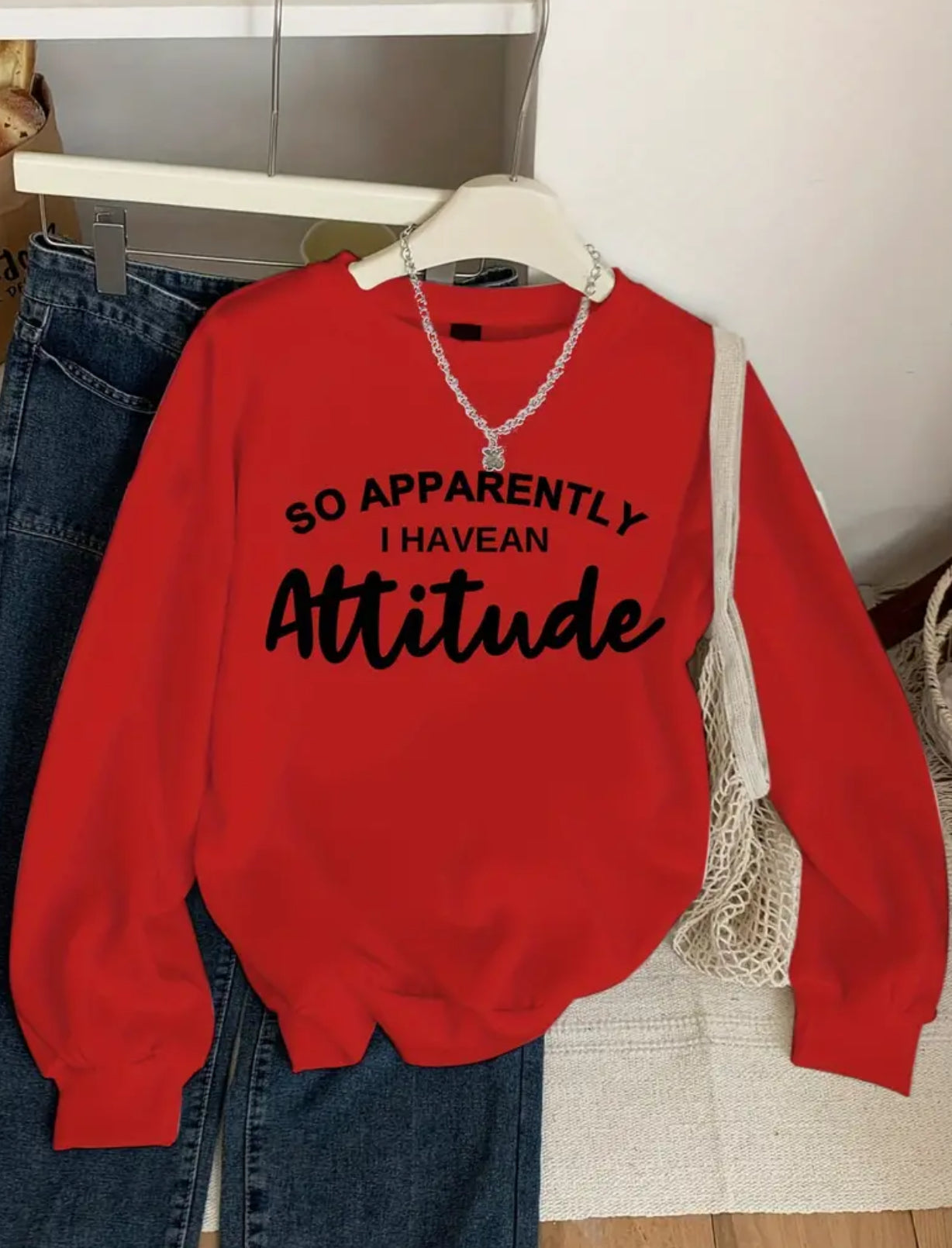 Casual “Attitude” Crew Neck Sweatshirt, Youth 🩷🤍