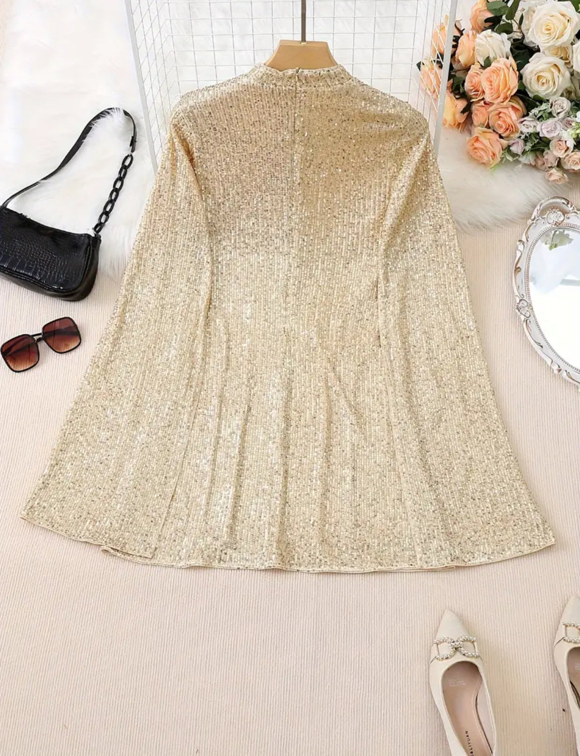 Gold & Dashing, Contrast Sequin Mini Dress, Posh 💋 Mommies