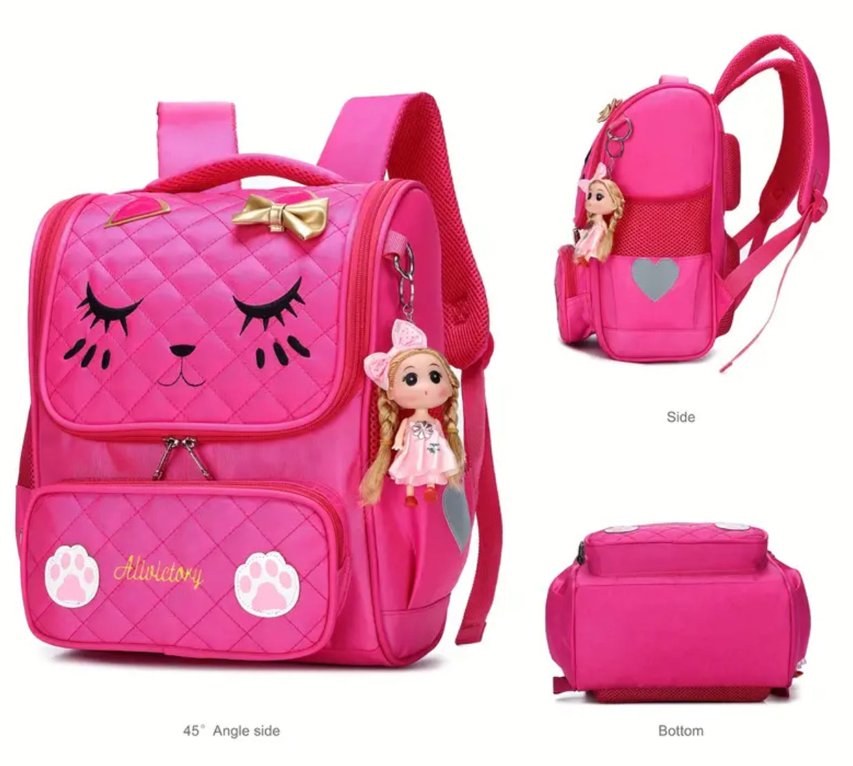 “ Kitty Cat” Backpack for Girls, Waterproof, 🖤💗