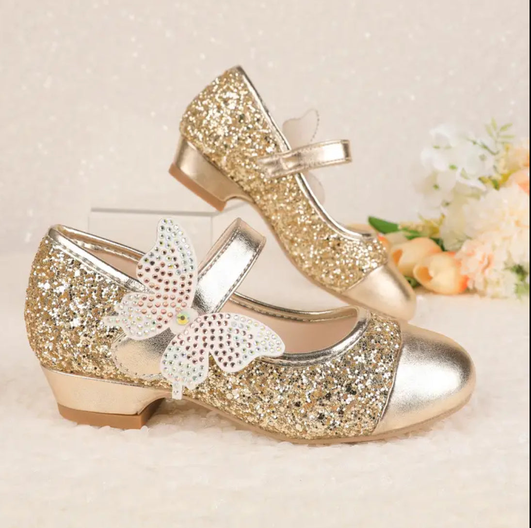 “Enchanted Sparkle Butterfly”  Mary Jane Shoes with hook-and-loop Fastener Closure, Youth