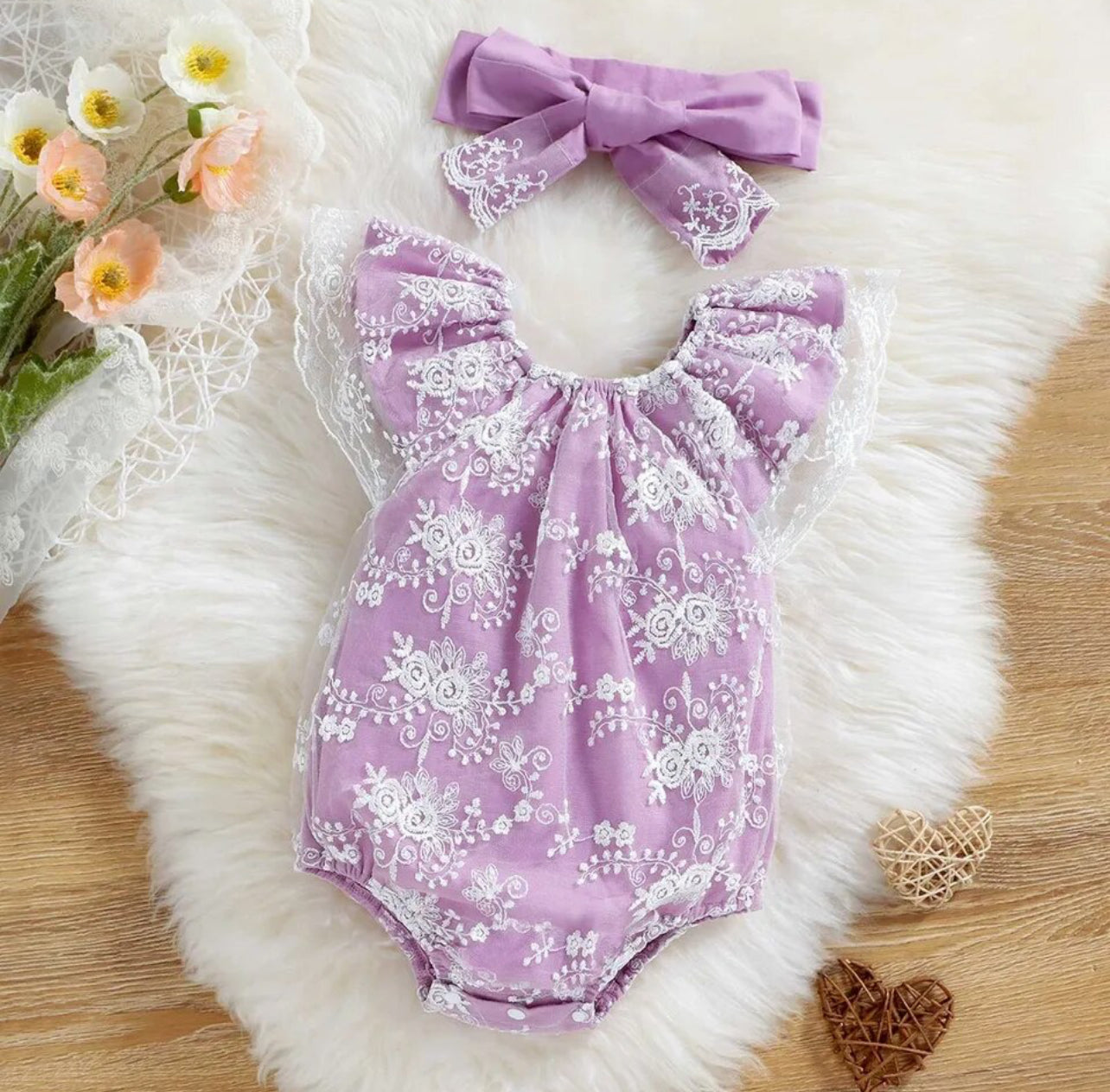 Lace Dreams, Adorable 2Pcs Summer & Spring Onsie