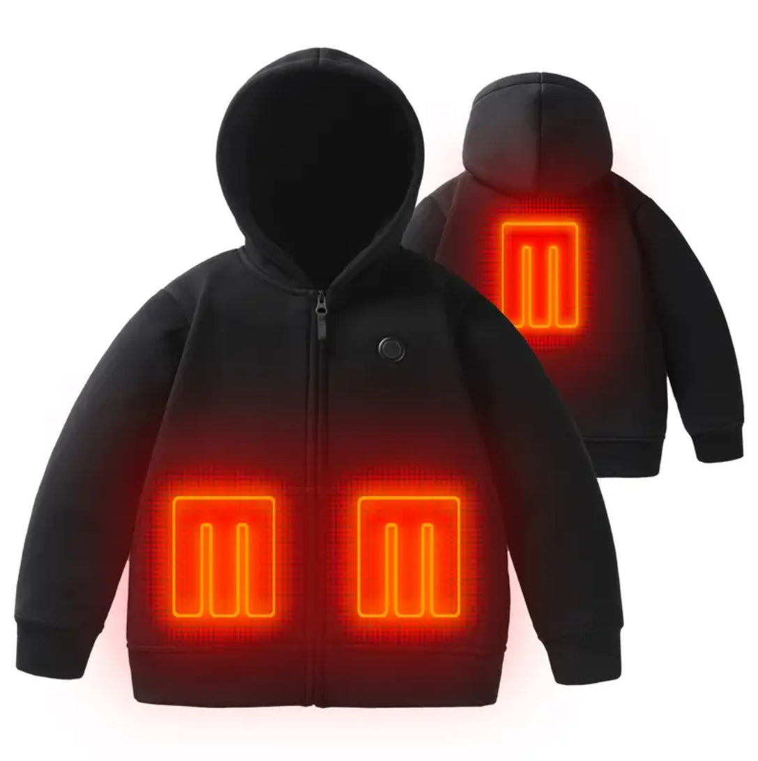 Kids Heated Hoodie Jacket, Full-Zip With 5V Battery Pack