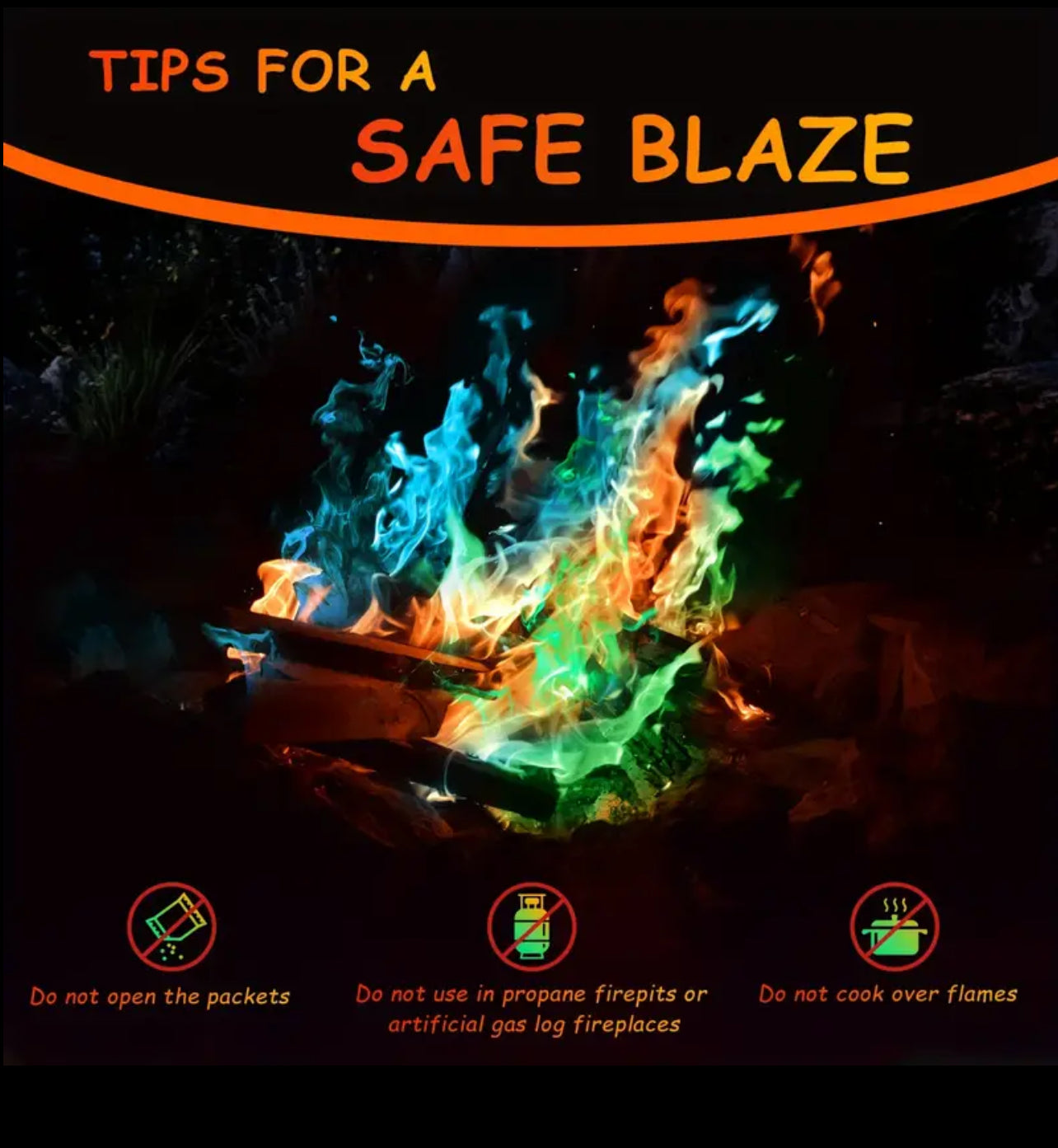 1 pack Magic Fire, Mystical Color Changing Fire Packets, Colorful Flames for Outdoor Campfires