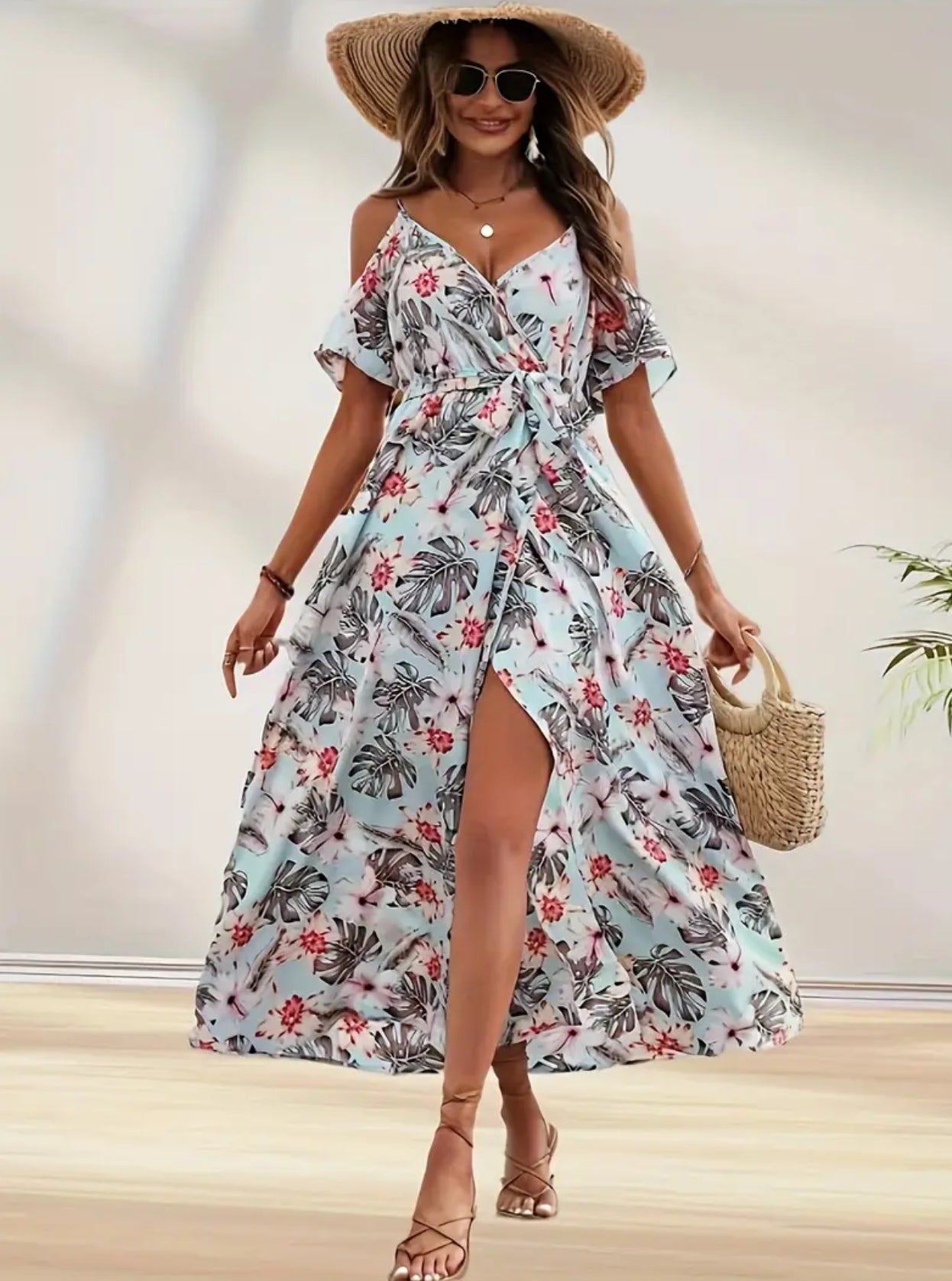 “Floral Italiano” Split Thigh A-line Dress