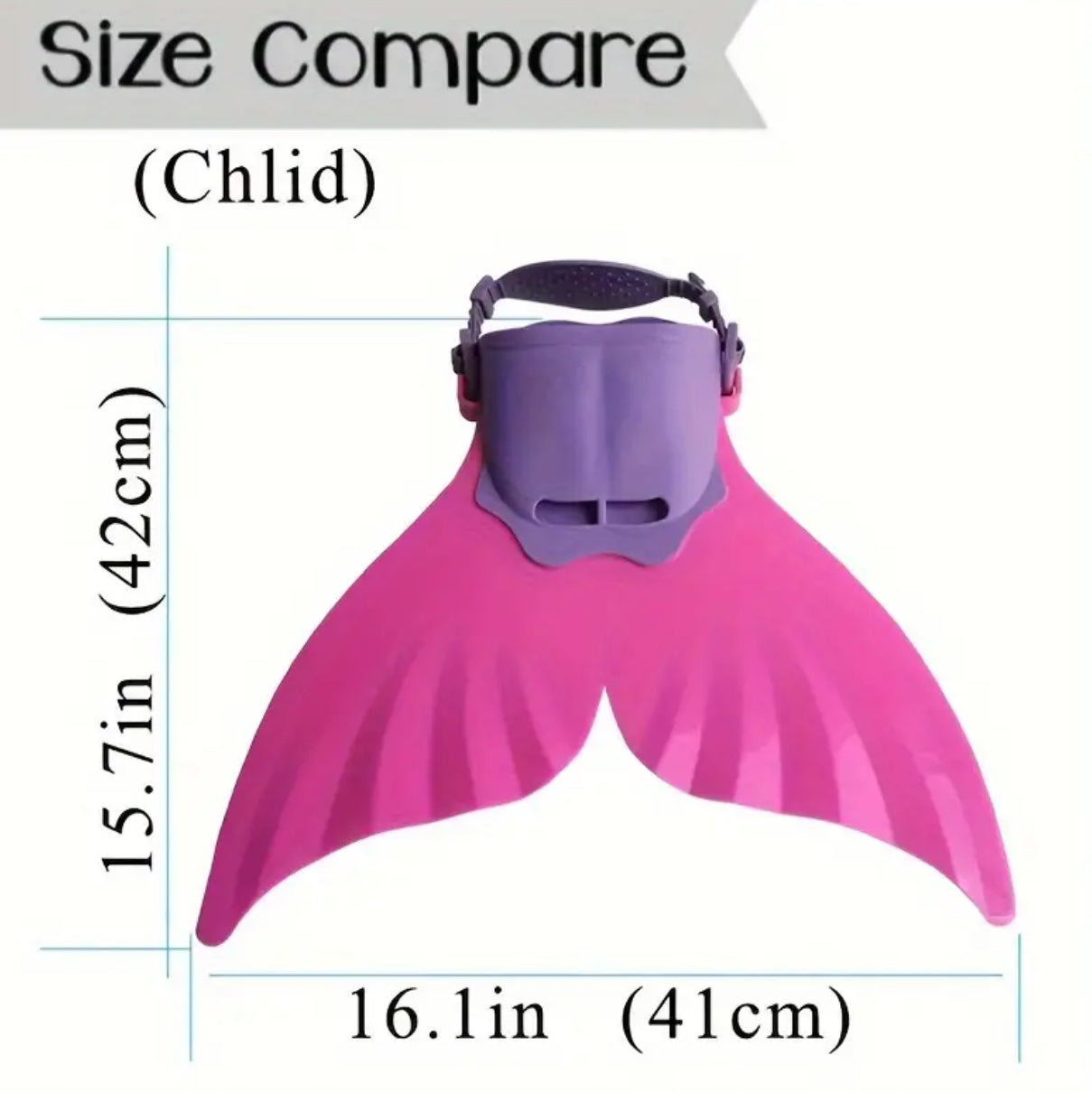 Mermaid, Adjustable Tail Fins For Swimming Training, Pool- Beach