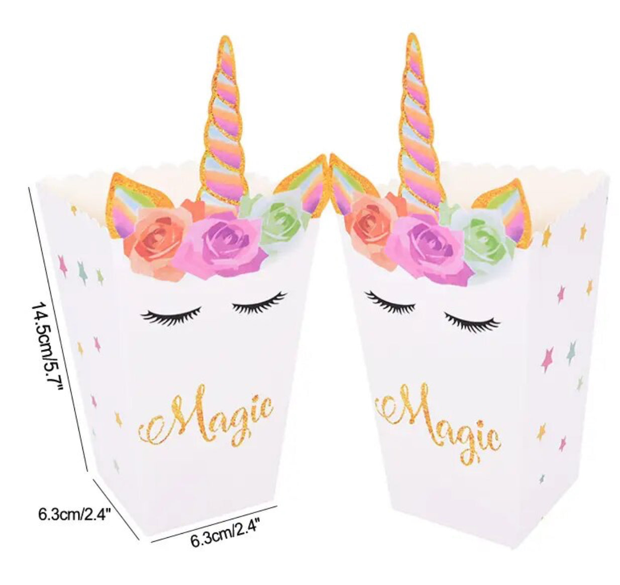 Goodie Bags,Candy Bags or Popcorn Bags, Rainbow Unicorn Birthday Theme 🦄 Disposable Tableware Set