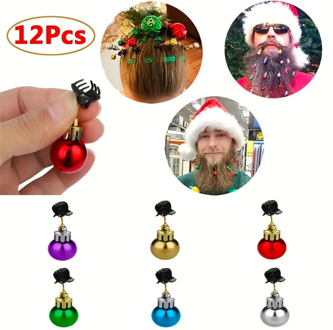 Festive Beard Clips 🎄Vibrant Colors, Easy to Use