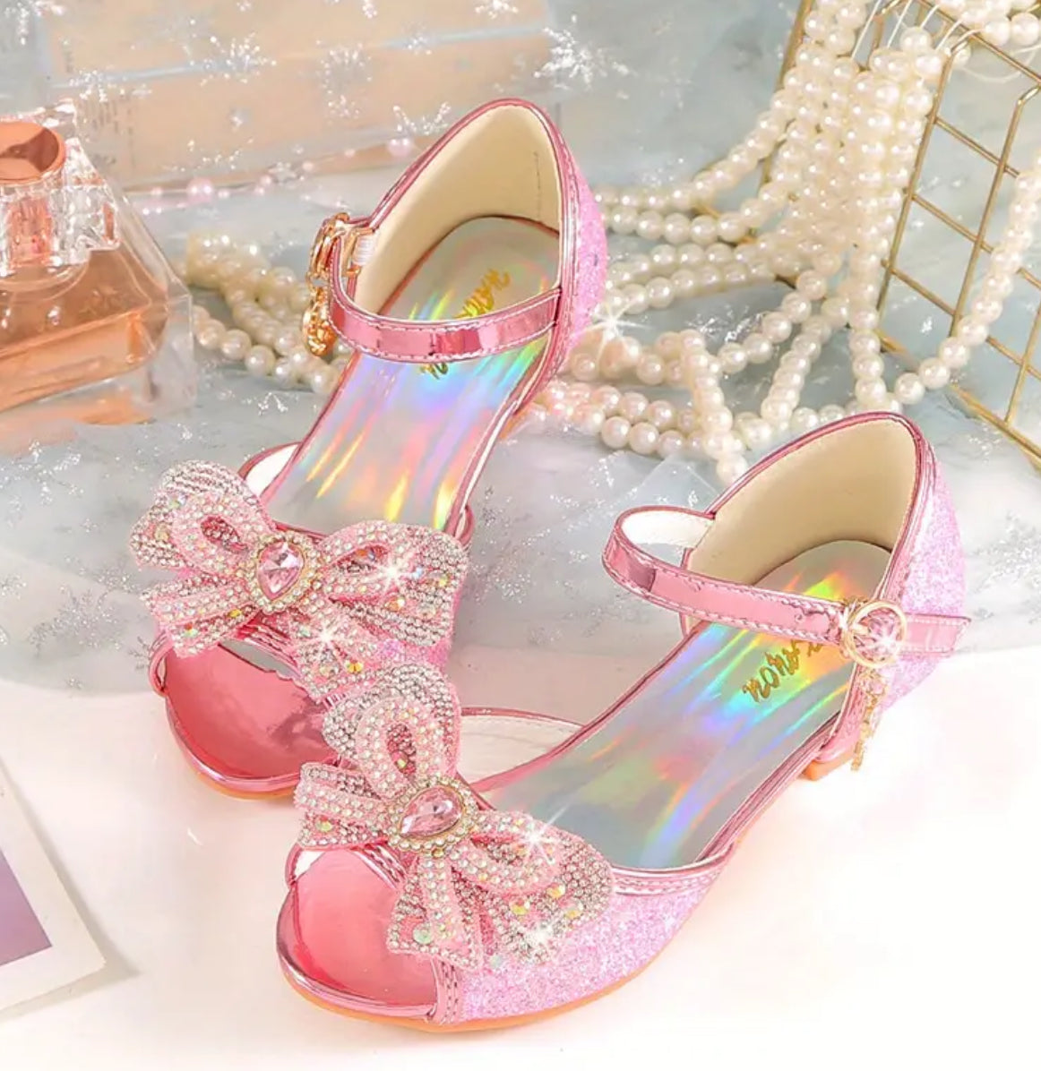 “Diamonds & Rhinestones” Sequin High Heel Shoes For Girls