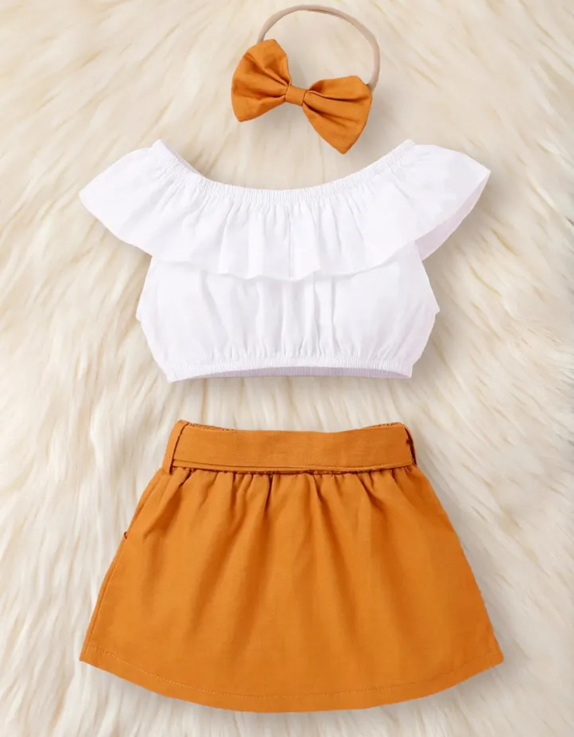 Summer Girls Suit Top + Skirt + Bow Tie 3pcs Fashionable Children's Clothing 4-7y