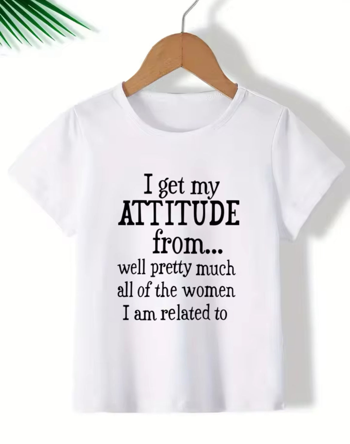 Camiseta informal de cuello redondo para niños y niñas “I get my Attitude”