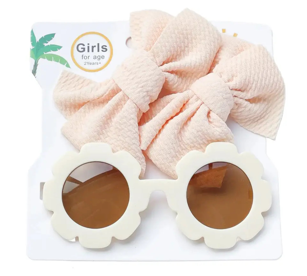 Conjunto de gafas de sol y lazo para el pelo para niña, protección ocular contra los rayos UV