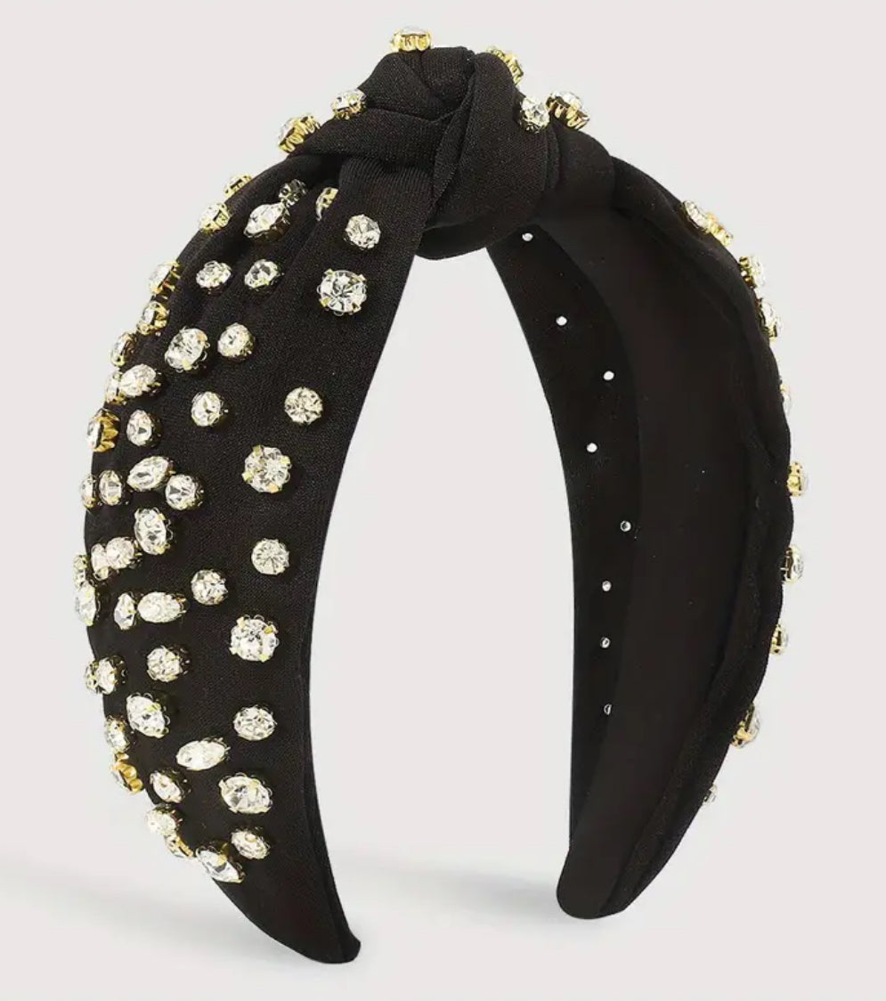 Youth, 1pc Baroque, Light Luxury Headband With Rhinestone And Exaggerated Fabric Knotted