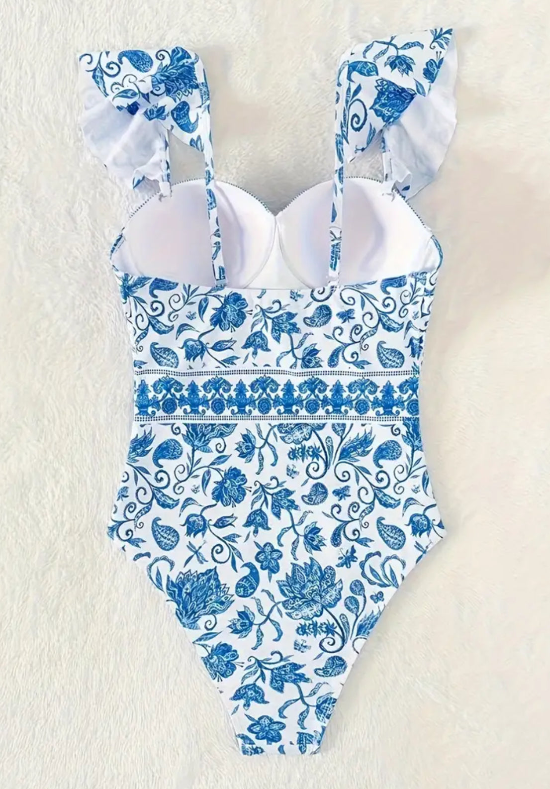 Floral Pattern One-Piece, High Cut Bathing Suit