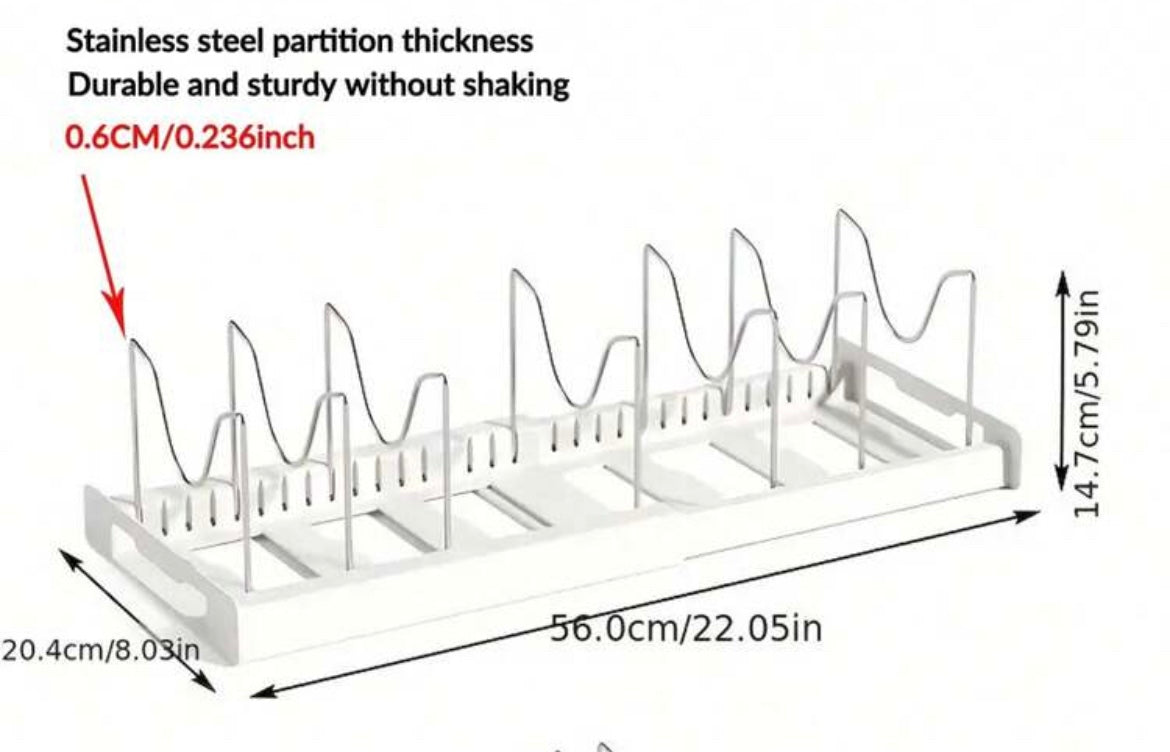Pot+Pan Organizer 1pc |  Ultimate Kitchen Space Saving Expandable With Pot Lid Holder