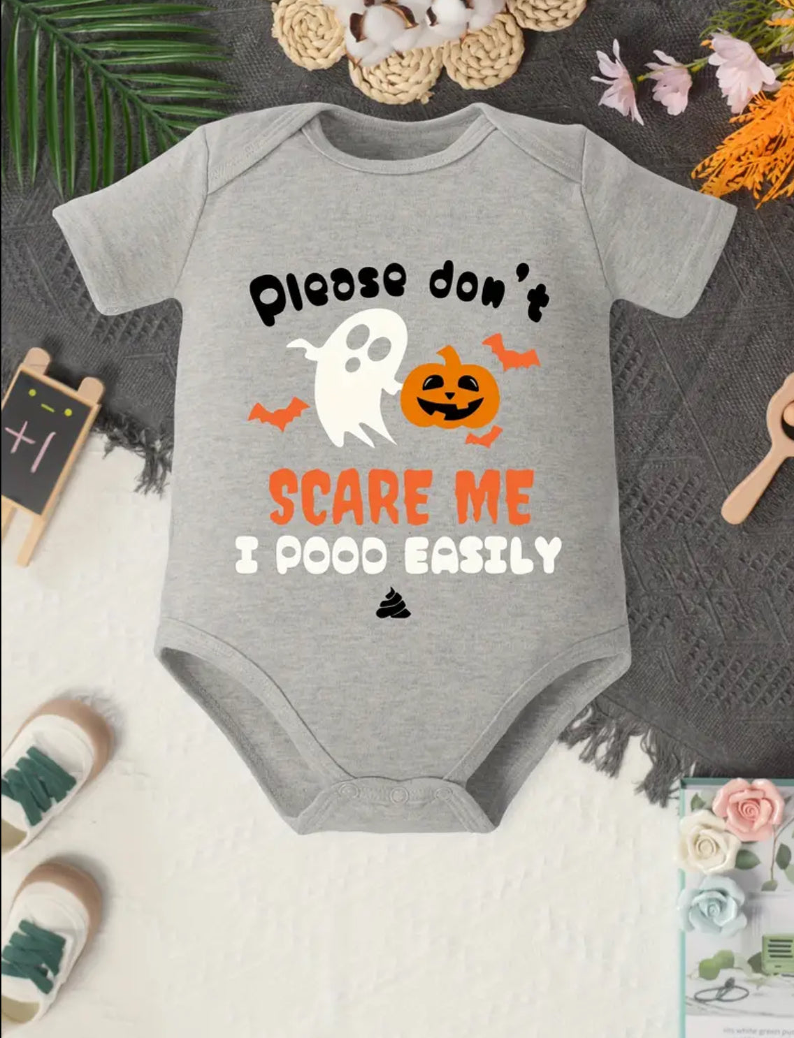 “Don’t Scare Me” Infant Halloween, Casual Onesie