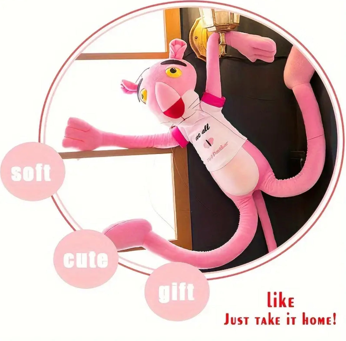 Dekoratë lodrash prej pelushi me jastëk të butë "Pink Panther" (rrobat nuk përfshihen)