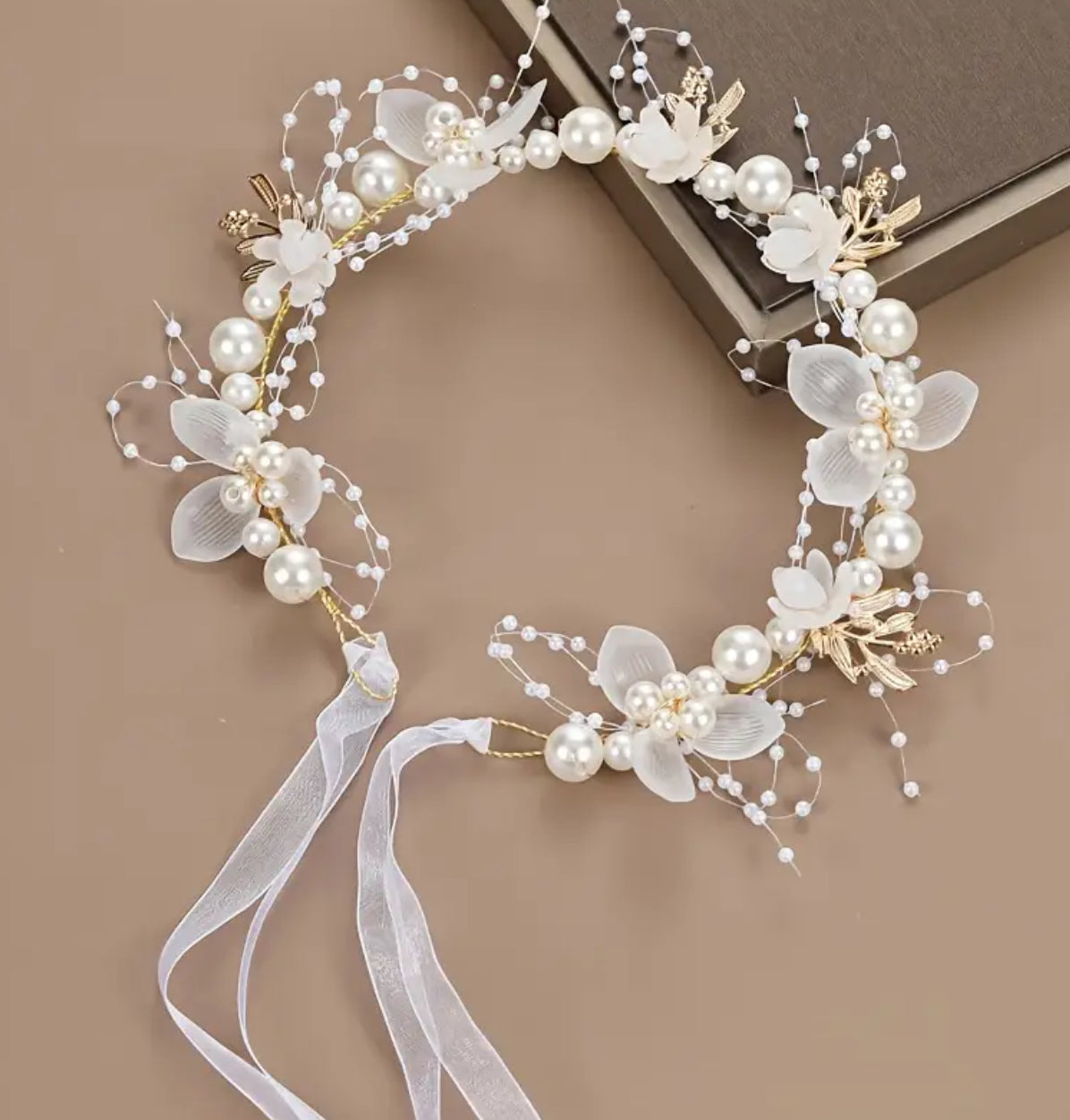 1PC Romantic Floral, Headband With Faux Pearls & Beads