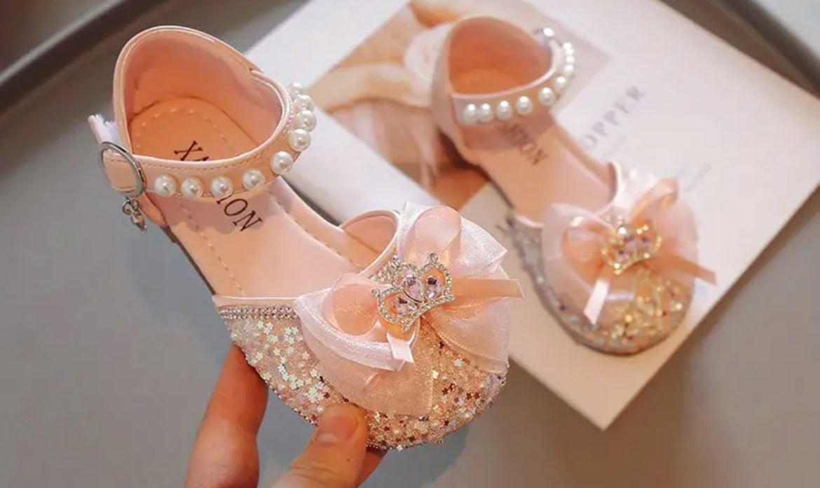 Tiaras, Sequins Rhinestone’s & Bow’s, Oh My! Flat Heel Princess Shoes