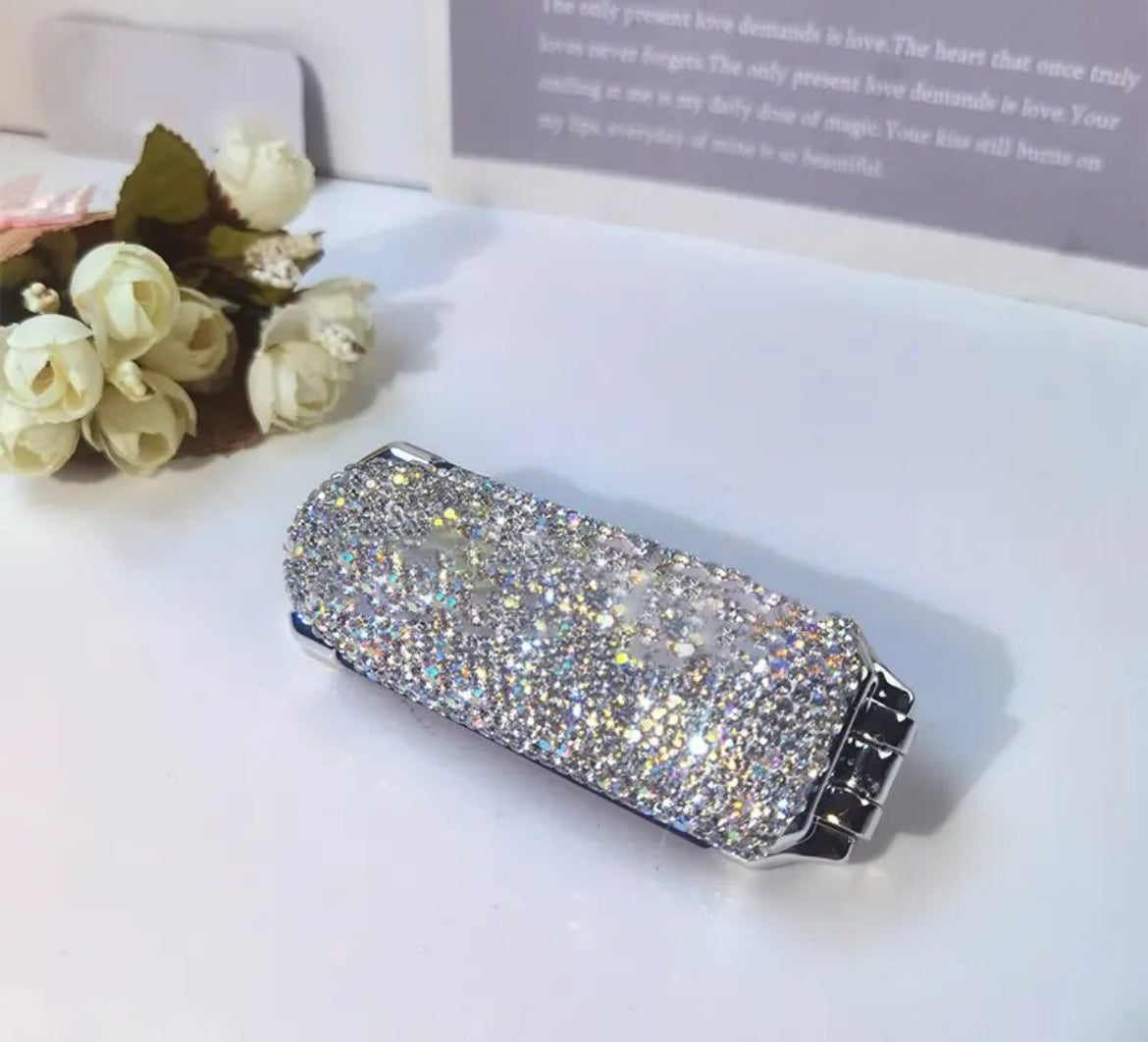 Rhinestone Air Cushion Travel Foldable Comb, Mirror, 2in1