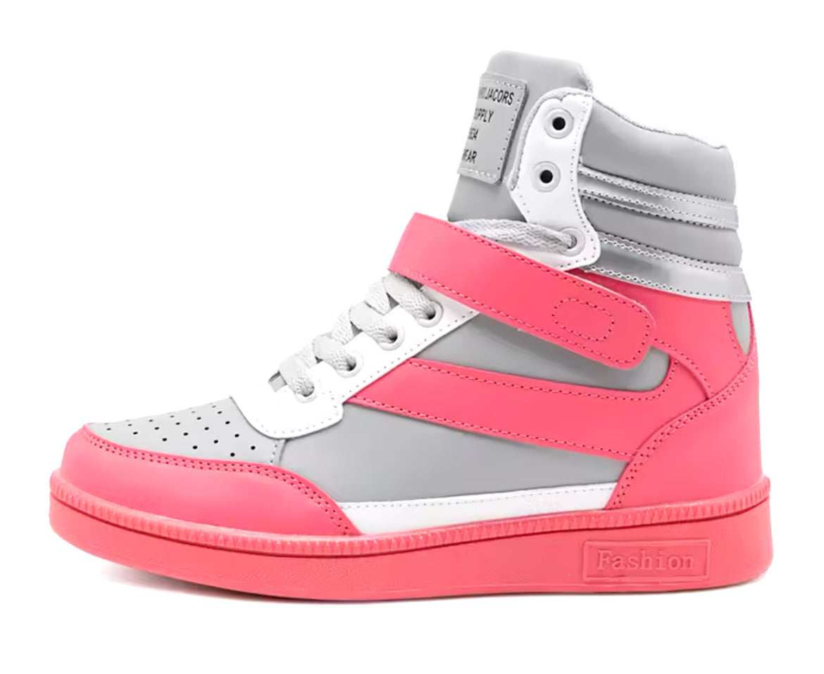 “Retro 80s” Women’s High Tops, Vibrant Color Wedge Heel Sneakers