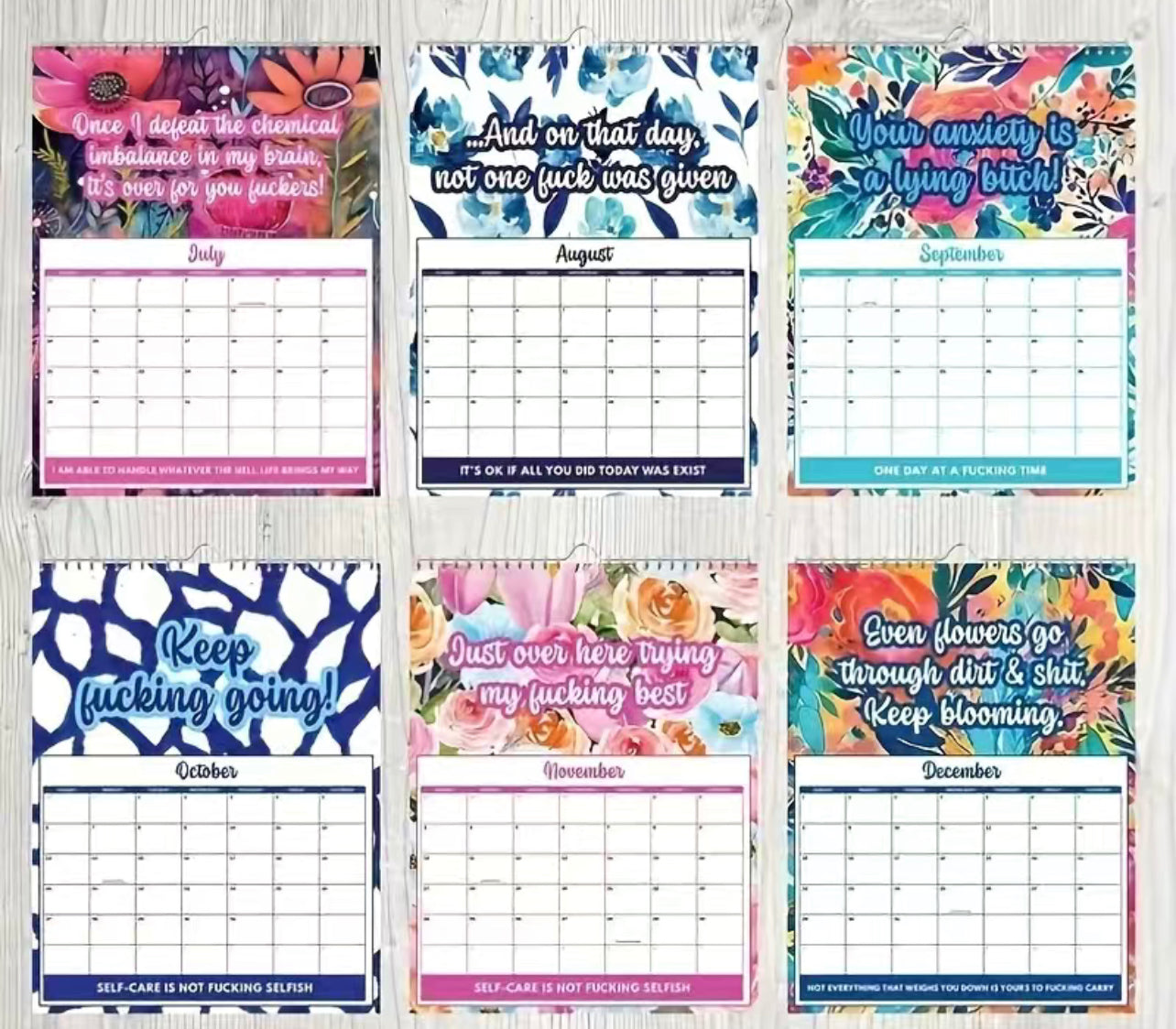 1pc, 2024 Calendar, Personal Planning Calendar, Fun Mental Health Calendar