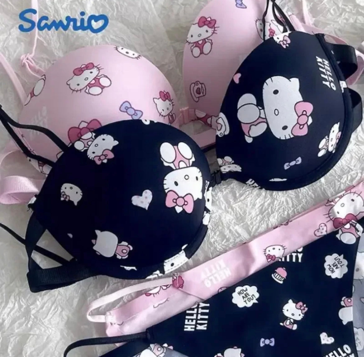 Conjunto de ropa interior, bragas y sujetador de Sanrio Hello Kitty ♥️ Sujetador push up (talla pequeña)