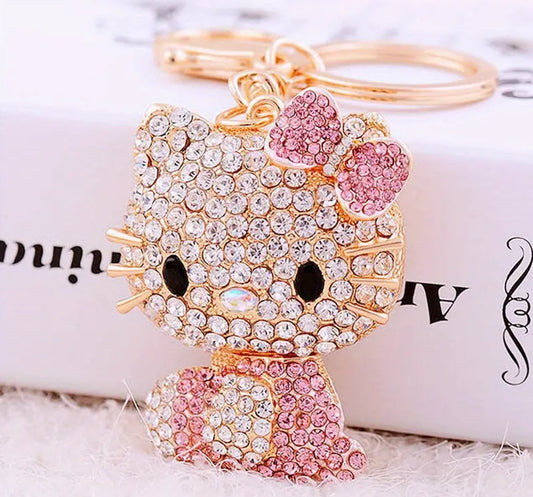 Llavero de metal con diamantes de imitación de Hello Kitty de Sanrio 🌸