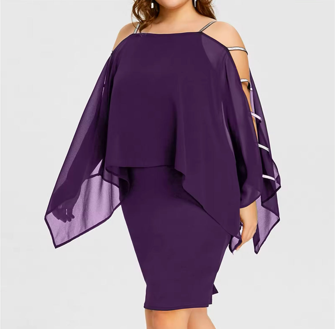 ‘Leslie’ 1XL to 4XL | Lace Swing Half Sleeve- Off Shoulder Cocktail Dress