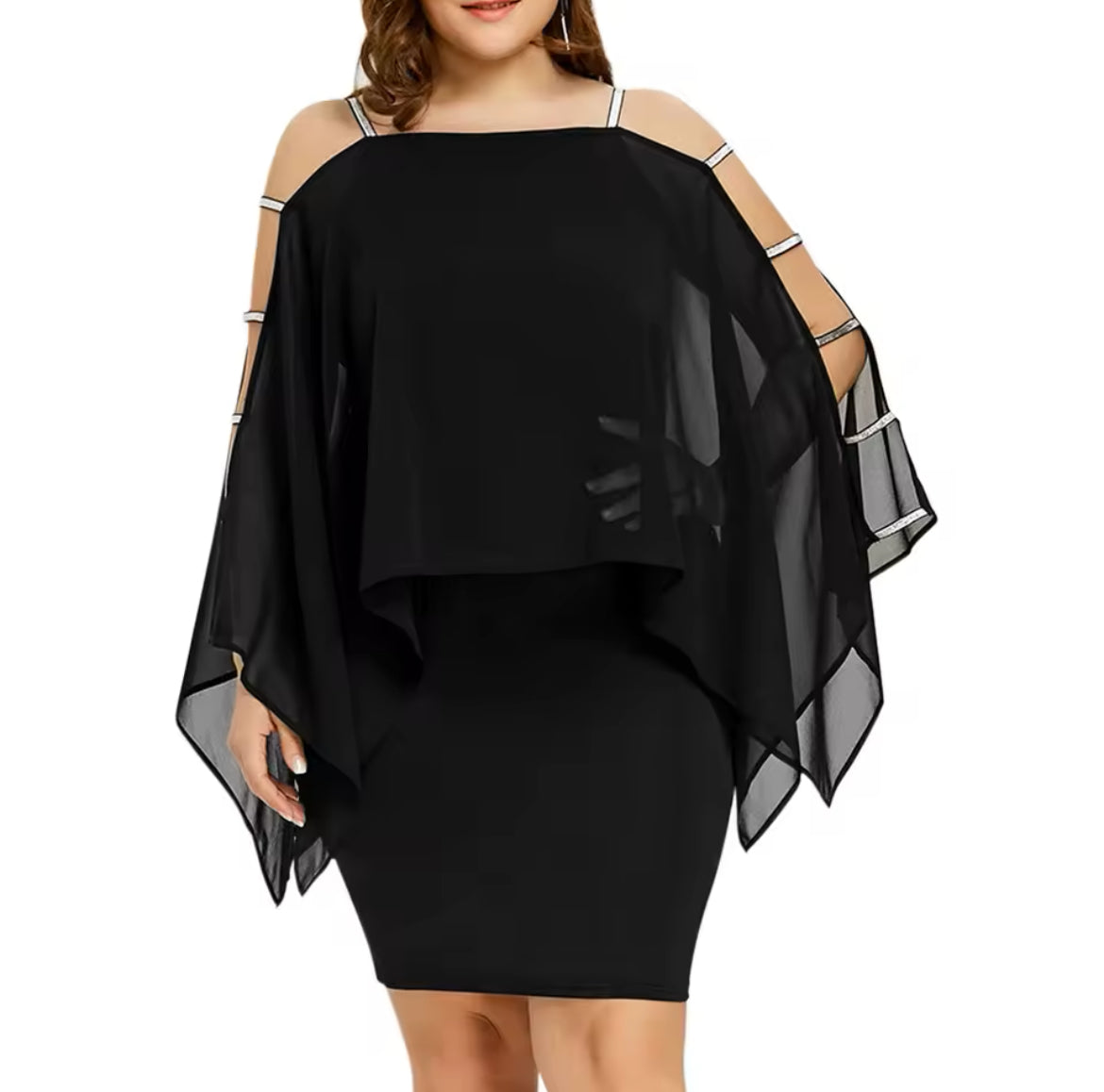 ‘Leslie’ 1XL to 4XL | Lace Swing Half Sleeve- Off Shoulder Cocktail Dress