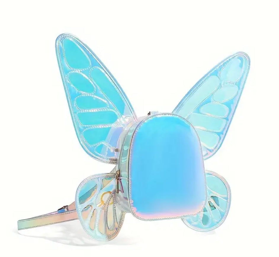 “Illuminating 🦋 ” Wings Backpack, Color-Shifting, Waterproof PVC with Detachable Straps