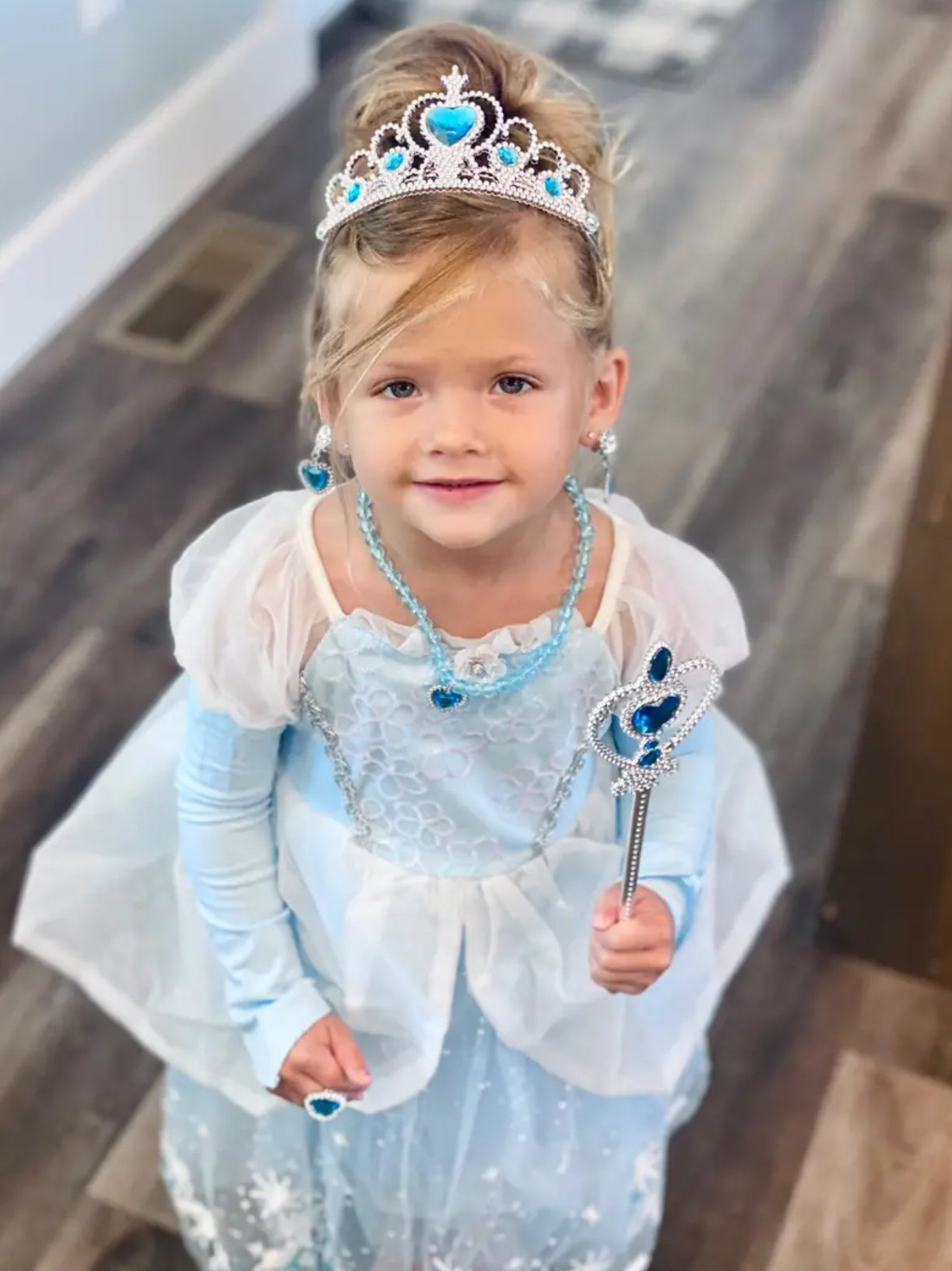 Baby Blue Princess Dresses 👑 Fancy Tulle Sequins Puff Sleeves Dress