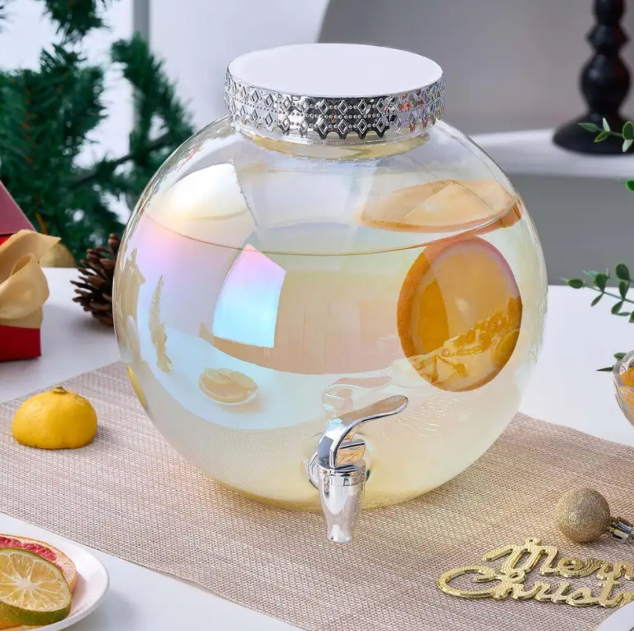 “Holiday Glass Ornament” 1.5-Gallon Beverage Dispenser