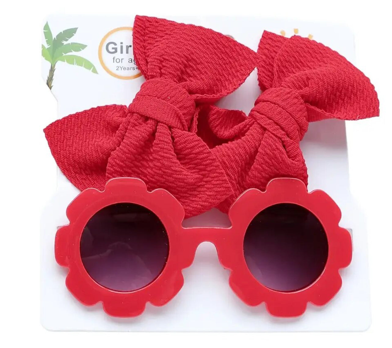 Conjunto de gafas de sol y lazo para el pelo para niña, protección ocular contra los rayos UV