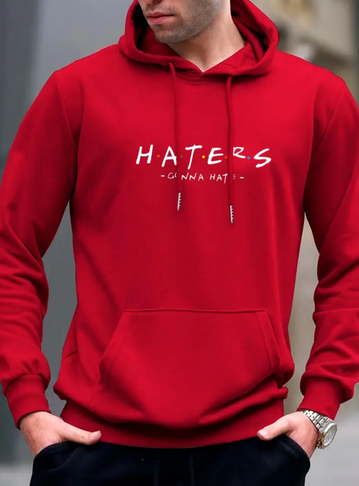 “Haters Gonna Hate” Pullover Hoodie - Kangaroo Pocket, Loose Casual Fit, Perfect Gift for Men or Women