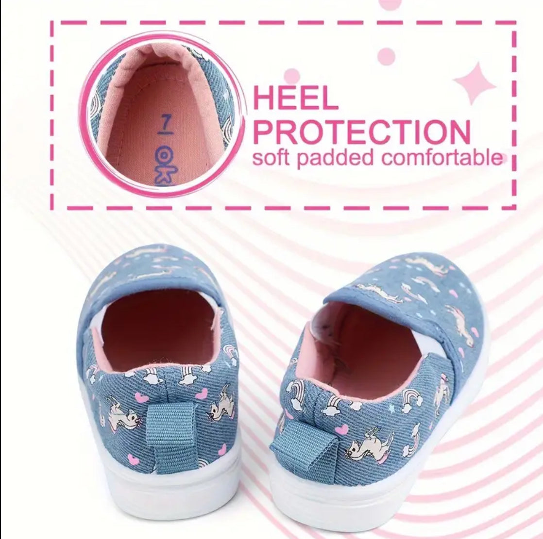 Zapatos casuales de lona sin cordones, clásicos para niños y niñas, “Dinos &amp; Unicorns”