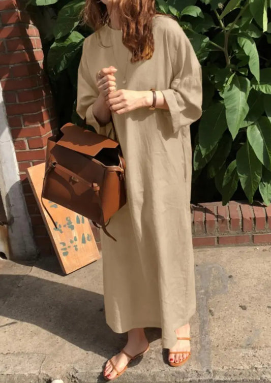 “Simplicity” Crew Neck Loose Simple Dress, Casual Long Sleeve