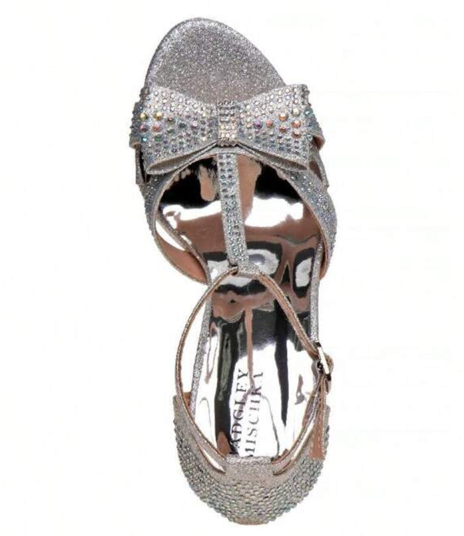 “Silver Brites” Heel Dress Sandals, Youth