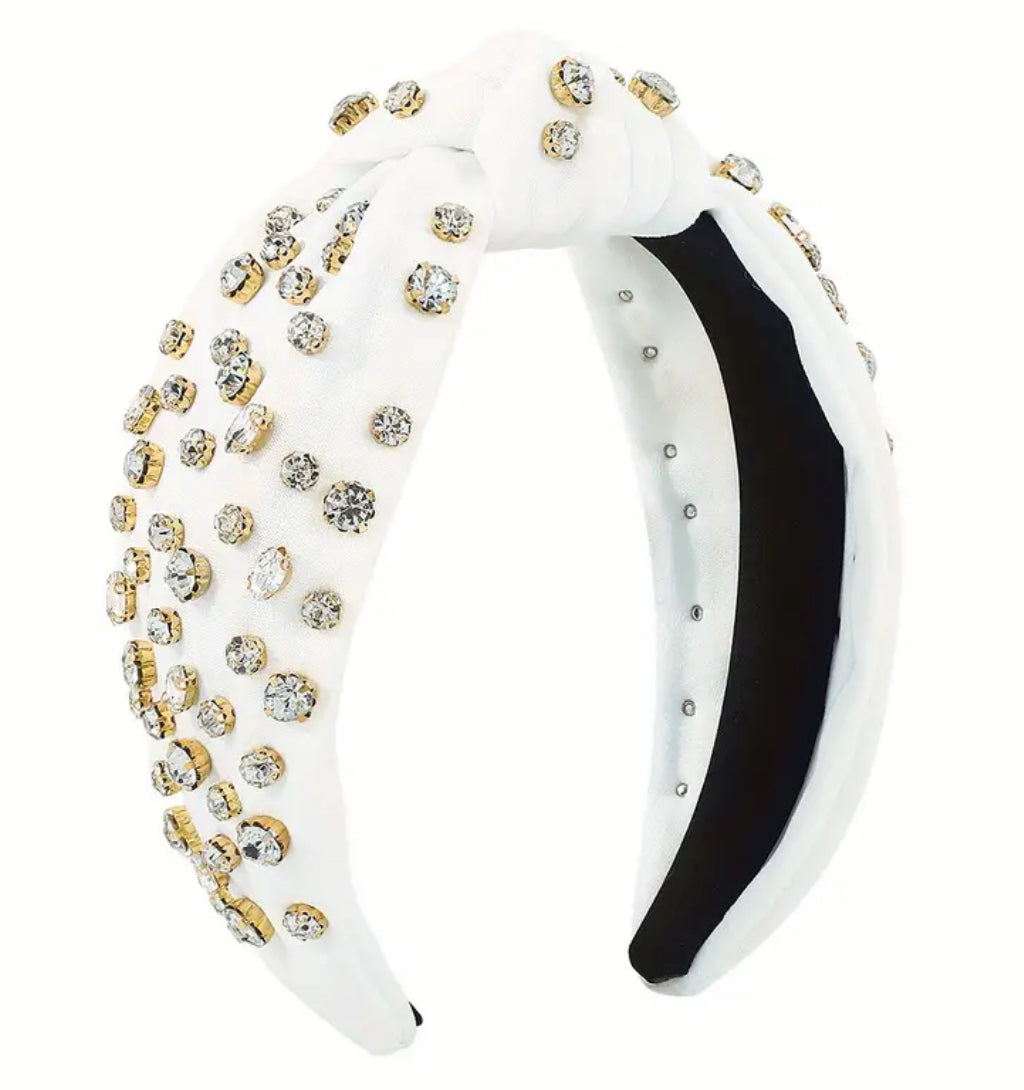 Youth, 1pc Baroque, Light Luxury Headband With Rhinestone And Exaggerated Fabric Knotted