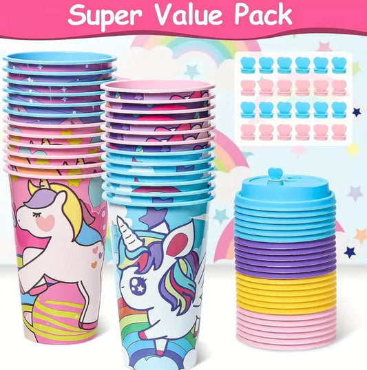 24, Unicorn Party Favors Birthday Party Cups In 4 Colors, Reusable Rainbow Unicorn