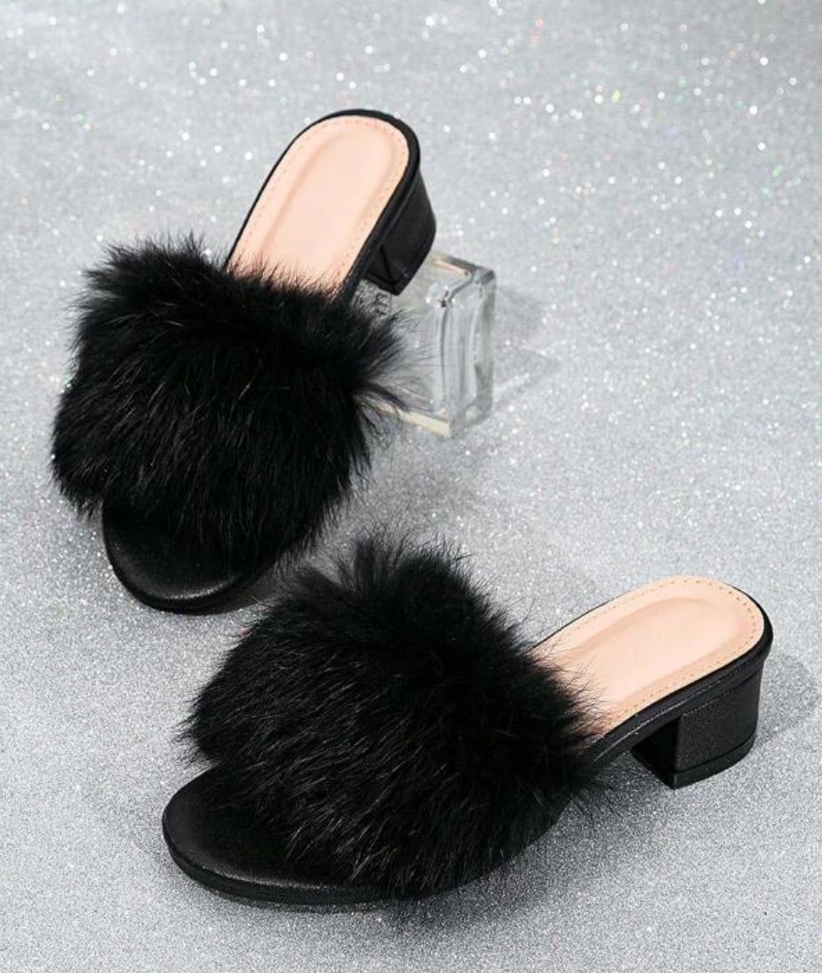 Girls “Plush Luxury” Fashionable High Heel Slippers