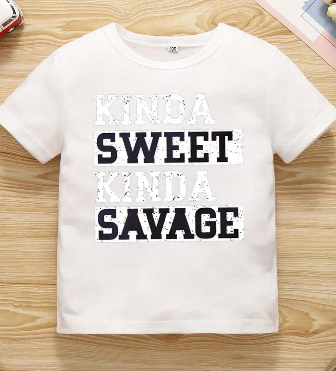 “KINDA SWEET KINDA SAVAGE” Casual T-Shirts, Soft Comfy Crew Neck