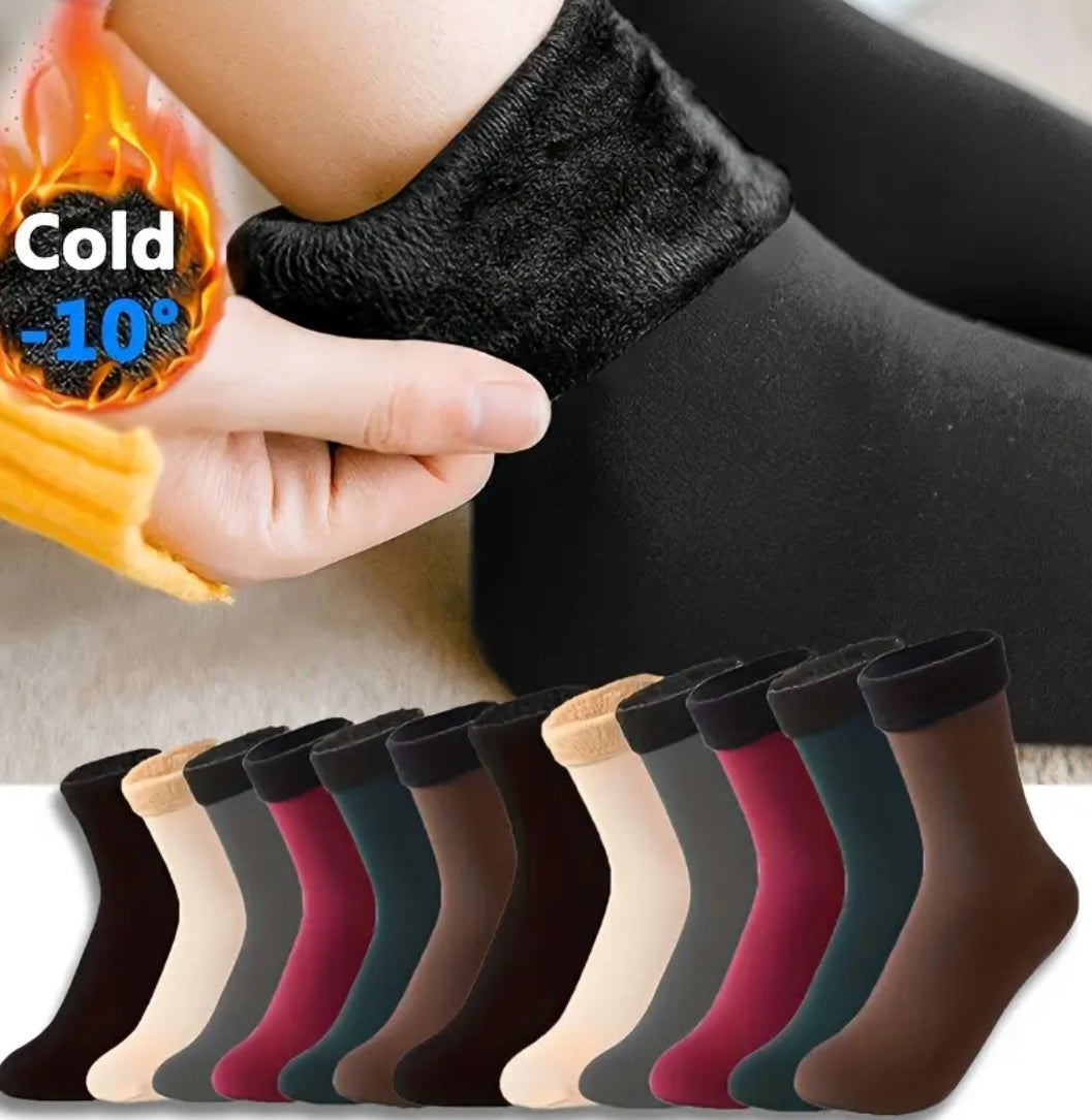 Winter Thermal Socks - Thickened Fleece Lined Mid-Calf Boot Socks, 6 Pairs