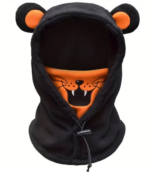 Kids Ski Mask with Ears - Fitted Polyester Hood with Windproof Face Guard, Lightweight, Hand Washable, Boys/Girls