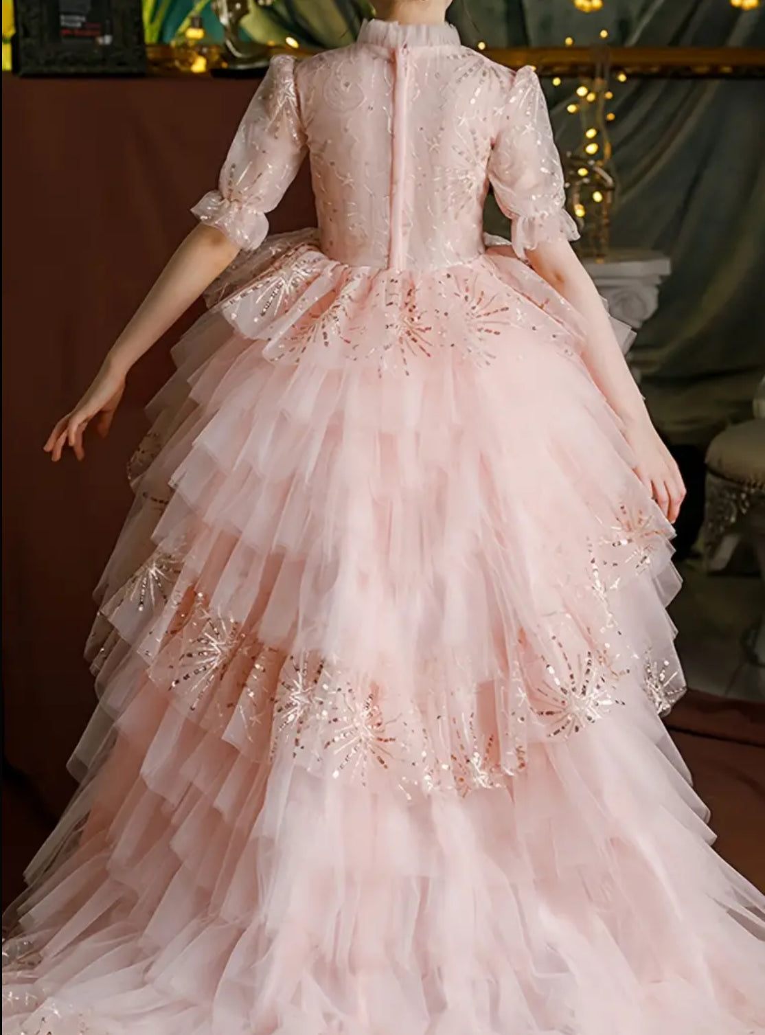 “Pink Girls” Trailing Princess Gown