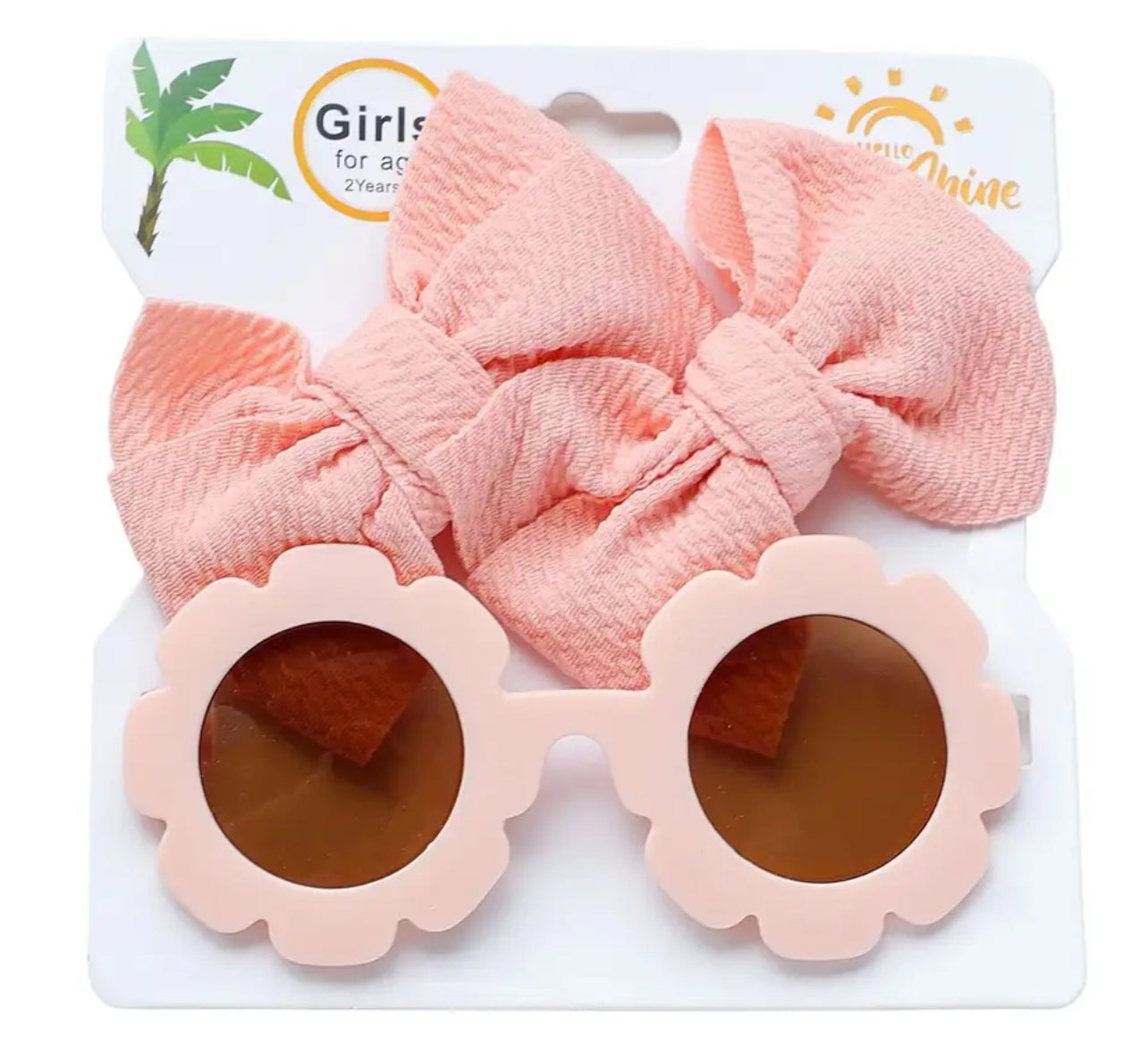 Conjunto de gafas de sol y lazo para el pelo para niña, protección ocular contra los rayos UV