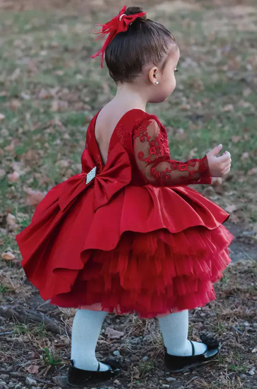 Delicate Lace and Bows Princess Dress & Hair Bow