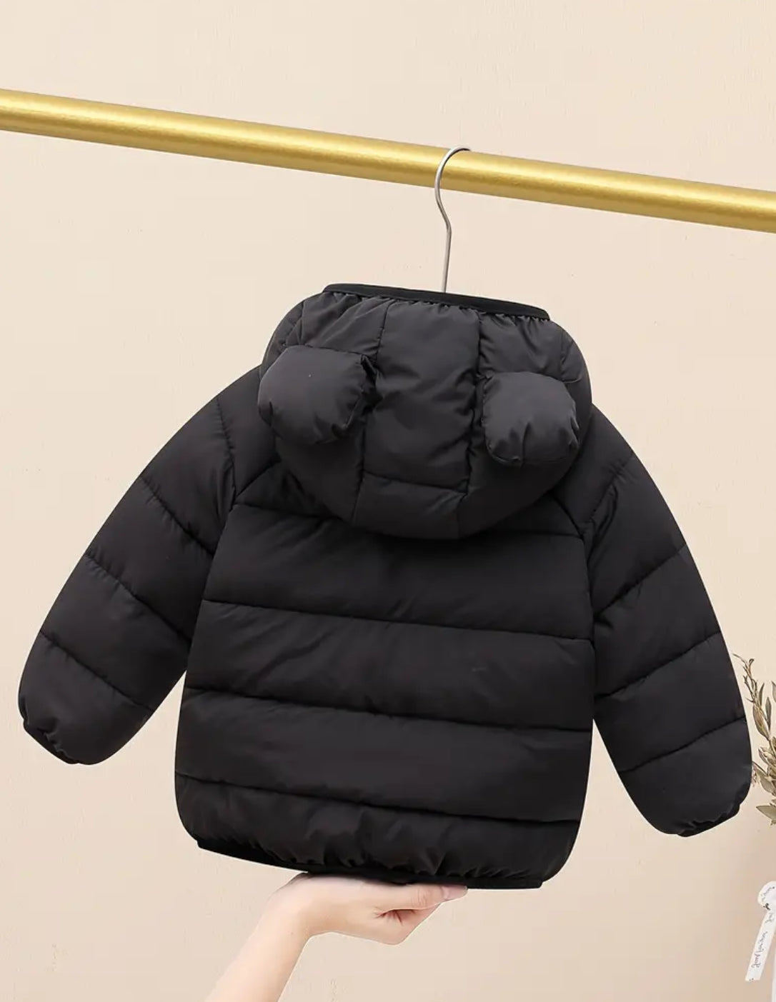 “Cute Bear” Hooded Puffer Jacket, Zipper Closure, Infant Winter Coat 🧸