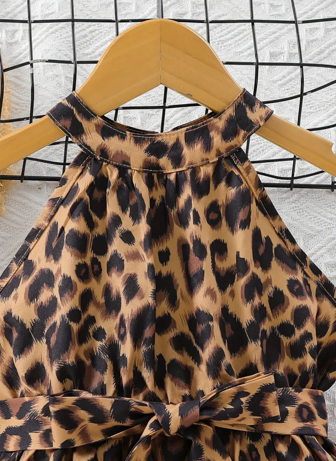 Leopard Print Halter Neck Dress for Girls